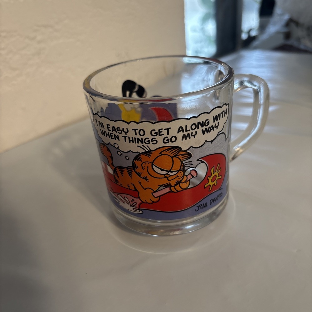 Garfield & Odie McDonald's 1978 Promotional Glass Coffee Cup Mug